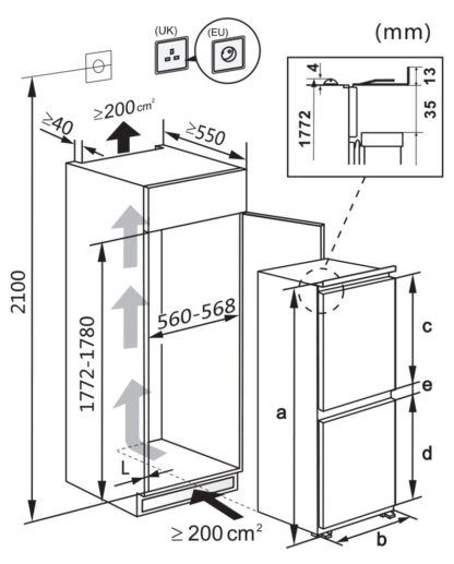 Everglades - inbouw koel/vriescombinatie - EVIB6032